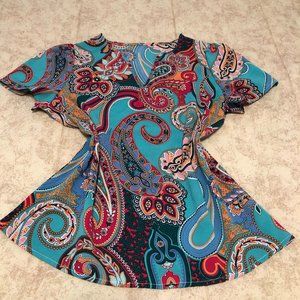 Blue Paisley Boho Blouse